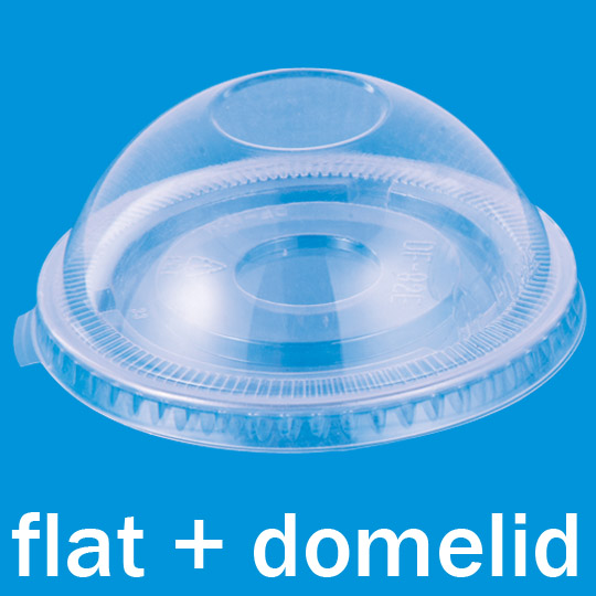 Lid dome/flat 9/14oz no hole PET